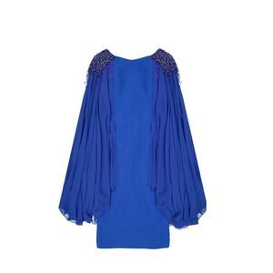 IVAN MONTESI Blue Acetate Cocktail Women's Dress